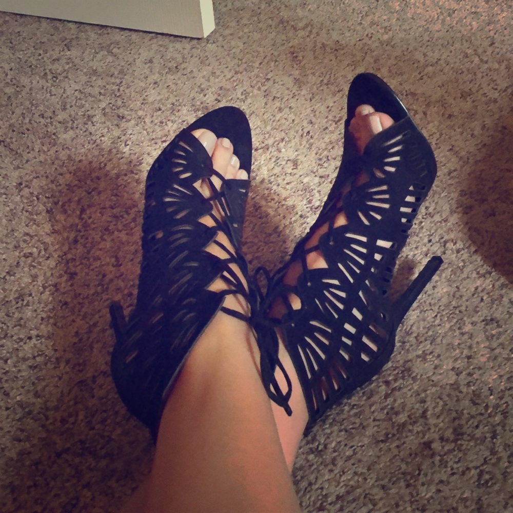 Black lace up heels